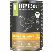 Bio Huhn mit Apfel und Buchweizen 400g Hund Nassfutter Liebesgut