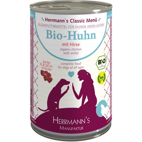 48er-SET Bio Huhn mit Hirse 400g Hund Nassfutter Herrmann