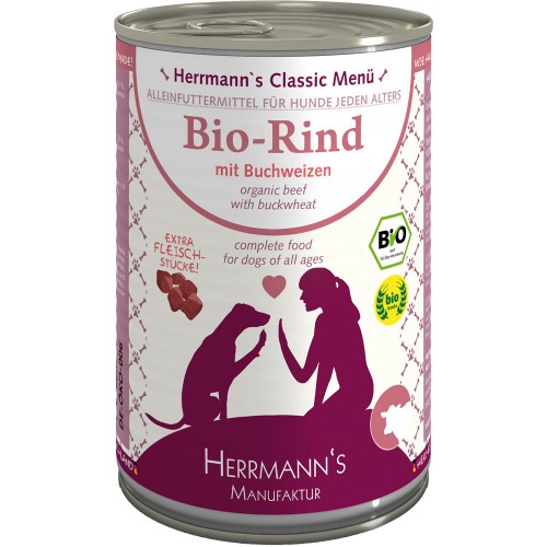 48er-SET Bio Rind mit Buchweizen 400g Hund Nassfutter Herrmann
