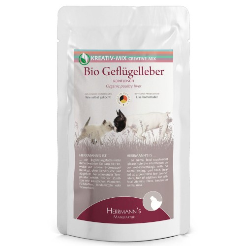 80er-SET Bio Lebertöpfchen (79%  Geflügelleber 20 % Hühnerherzen 1 % Flohsamen) 100g Katze Nassfutter Herrmann