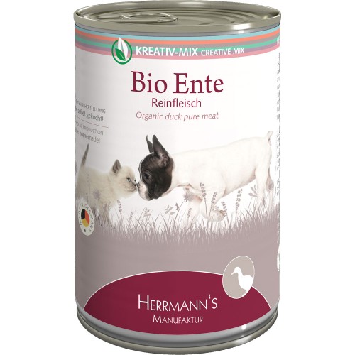 48er-SET 100% Bio Ente 400g Hund und Katzen Nassfutter Herrmann