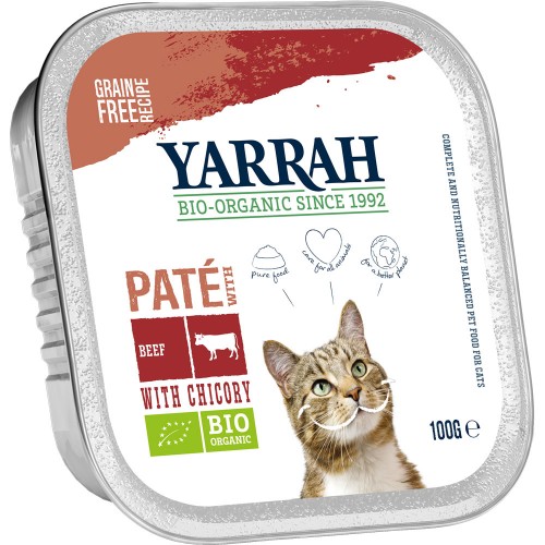64er-SET Bio Pastete Getreidefrei mit Rind 100g Katze Nassfutter Yarrah