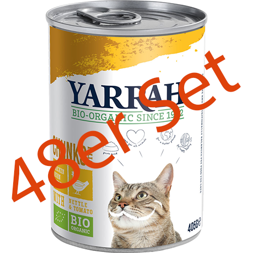 48er-Set Bio Bröckchen Huhn 405g Katze Nassfutter Yarrah