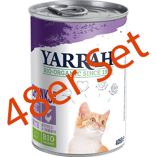 48er-Set Bio Bröckchen Huhn und Truthahn 405g Katze Nassfutter Yarrah