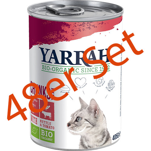 48er-Set Bio Bröckchen Huhn und Rind 405g Katze Nassfutter Yarrah