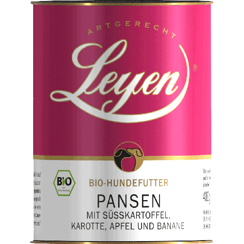 Bio Pansen mit Süßkartoffel Karotte Apfel und Banane 400g Hund Nassfutter Leyen